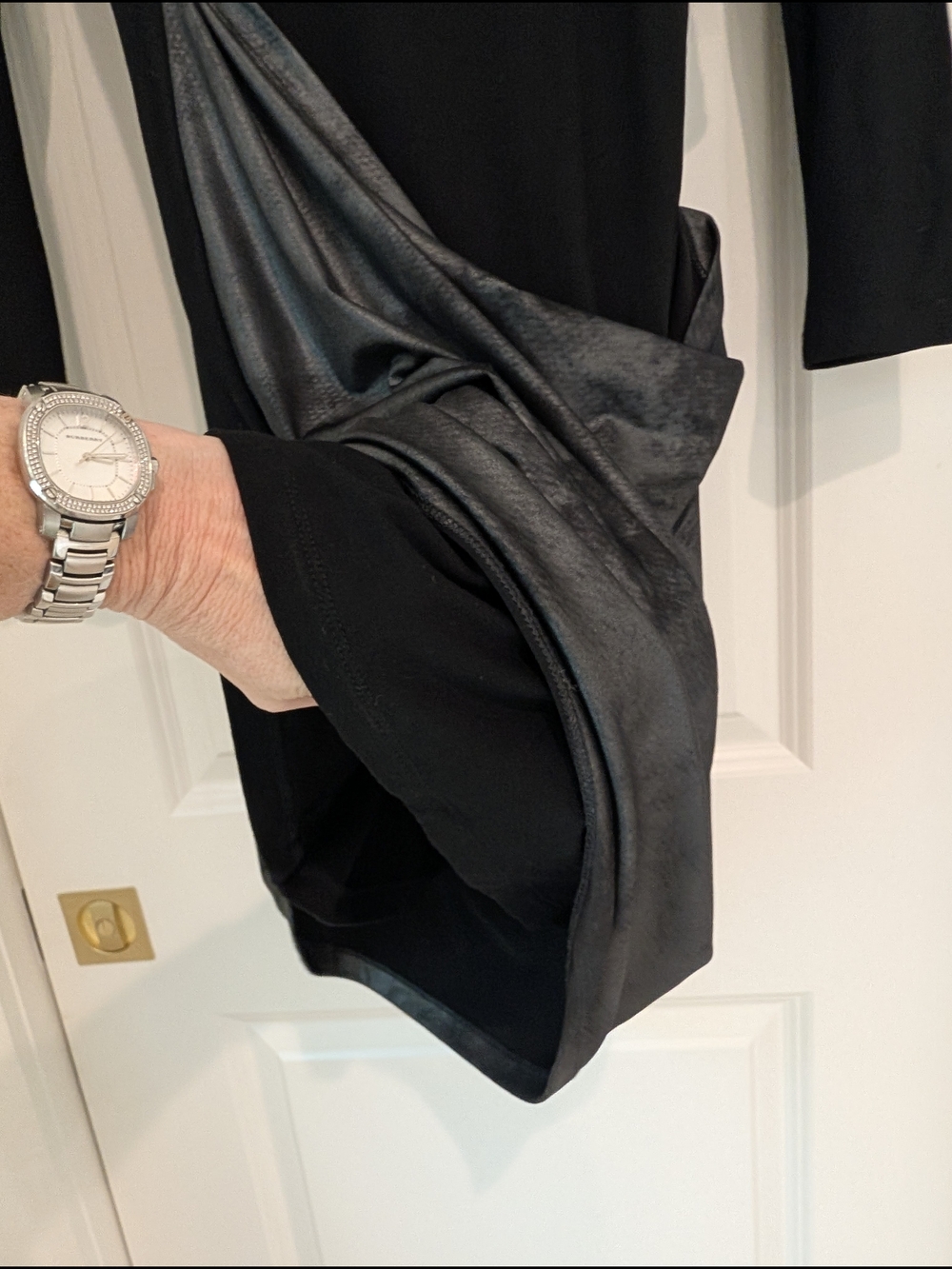 Cop.Copine Black and Charcoal Asymmetric Draped Long-Sleeve Dress - Picture 5 of 9